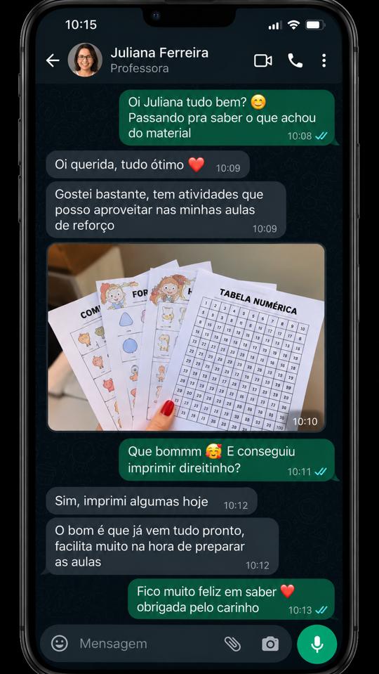 Conversa ilustrativa fictícia de juliana