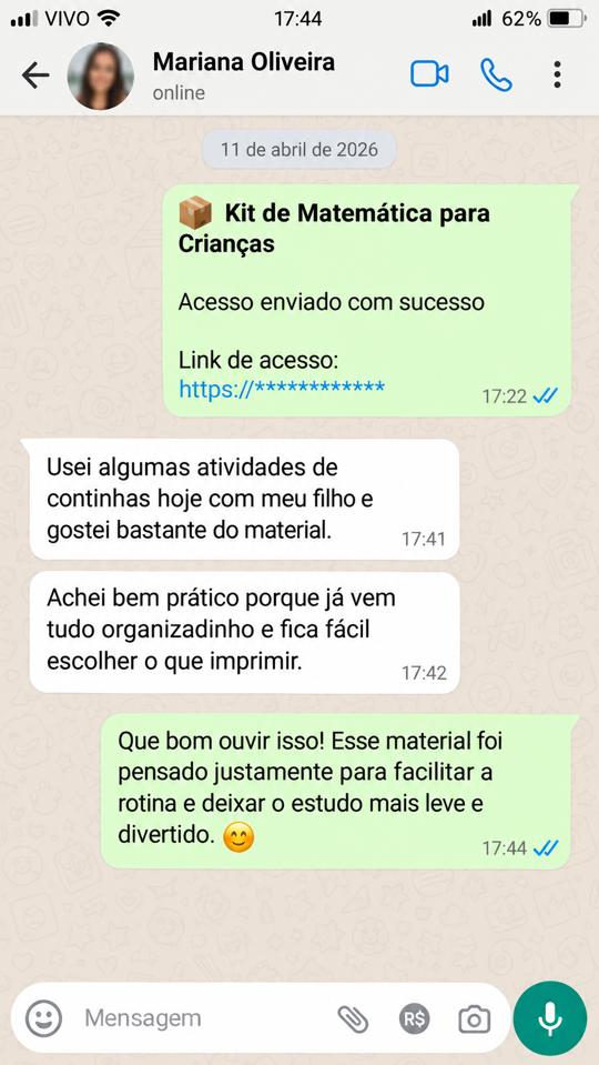 Conversa ilustrativa fictícia de mariana